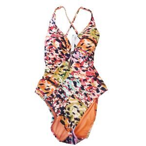 Bleu Rod Beattie Colorful Abstract Print One Piece Swimsuit, NWT, Size 10